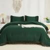 imageAndency King Size Comforter Set Beige 3 Pieces Boho Tassel Lightweight Soft Bedding Comforter Sets for King Bed All Season Fluffy Bed Set 104x90In Comforter ampamp 2 PillowcasesEmerald