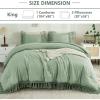 imageAndency King Size Comforter Set Beige 3 Pieces Boho Tassel Lightweight Soft Bedding Comforter Sets for King Bed All Season Fluffy Bed Set 104x90In Comforter ampamp 2 PillowcasesSage Green