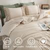 imageAndency King Size Comforter Set Beige 3 Pieces Boho Tassel Lightweight Soft Bedding Comforter Sets for King Bed All Season Fluffy Bed Set 104x90In Comforter ampamp 2 PillowcasesBeige