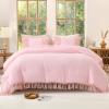 imageAndency King Size Comforter Set Beige 3 Pieces Boho Tassel Lightweight Soft Bedding Comforter Sets for King Bed All Season Fluffy Bed Set 104x90In Comforter ampamp 2 PillowcasesLight Pink