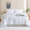 imageAndency King Size Comforter Set Beige 3 Pieces Boho Tassel Lightweight Soft Bedding Comforter Sets for King Bed All Season Fluffy Bed Set 104x90In Comforter ampamp 2 PillowcasesWhite