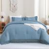 imageAndency King Size Comforter Set Beige 3 Pieces Boho Tassel Lightweight Soft Bedding Comforter Sets for King Bed All Season Fluffy Bed Set 104x90In Comforter ampamp 2 PillowcasesGrayish Blue