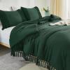 imageAndency King Size Comforter Set Beige 3 Pieces Boho Tassel Lightweight Soft Bedding Comforter Sets for King Bed All Season Fluffy Bed Set 104x90In Comforter ampamp 2 PillowcasesEmerald
