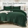 imageAndency King Size Comforter Set Beige 3 Pieces Boho Tassel Lightweight Soft Bedding Comforter Sets for King Bed All Season Fluffy Bed Set 104x90In Comforter ampamp 2 PillowcasesEmerald