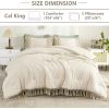 imageAndency King Size Comforter Set Beige 3 Pieces Boho Tassel Lightweight Soft Bedding Comforter Sets for King Bed All Season Fluffy Bed Set 104x90In Comforter ampamp 2 PillowcasesBeige