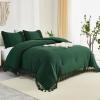 imageAndency King Size Comforter Set Beige 3 Pieces Boho Tassel Lightweight Soft Bedding Comforter Sets for King Bed All Season Fluffy Bed Set 104x90In Comforter ampamp 2 PillowcasesEmerald