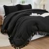 imageAndency King Size Comforter Set Beige 3 Pieces Boho Tassel Lightweight Soft Bedding Comforter Sets for King Bed All Season Fluffy Bed Set 104x90In Comforter ampamp 2 PillowcasesBlack