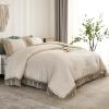 imageAndency King Size Comforter Set Beige 3 Pieces Boho Tassel Lightweight Soft Bedding Comforter Sets for King Bed All Season Fluffy Bed Set 104x90In Comforter ampamp 2 PillowcasesBeige