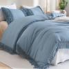 imageAndency King Size Comforter Set Beige 3 Pieces Boho Tassel Lightweight Soft Bedding Comforter Sets for King Bed All Season Fluffy Bed Set 104x90In Comforter ampamp 2 PillowcasesGrayish Blue