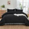 imageAndency King Size Comforter Set Beige 3 Pieces Boho Tassel Lightweight Soft Bedding Comforter Sets for King Bed All Season Fluffy Bed Set 104x90In Comforter ampamp 2 PillowcasesBlack