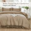 imageAndency King Size Comforter Set Beige 3 Pieces Boho Tassel Lightweight Soft Bedding Comforter Sets for King Bed All Season Fluffy Bed Set 104x90In Comforter ampamp 2 PillowcasesTaupe