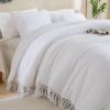 imageAndency King Size Comforter Set Beige 3 Pieces Boho Tassel Lightweight Soft Bedding Comforter Sets for King Bed All Season Fluffy Bed Set 104x90In Comforter ampamp 2 PillowcasesWhite