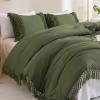 imageAndency King Size Comforter Set Beige 3 Pieces Boho Tassel Lightweight Soft Bedding Comforter Sets for King Bed All Season Fluffy Bed Set 104x90In Comforter ampamp 2 PillowcasesOlive Green