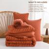 imageAndency King Size Comforter Set Burnt Orange Terracotta Bed in a Bag 7 Pieces Boho Tufted Chevron Bedding Sets with 1 Comforter 1 Flat Sheet 1 Fitted Sheet 2 Pillow Shams 2 Pillowcases