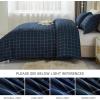 imageAndency Navy Grid Comforter Set Full Size 79x90 Inch 3 Pieces1 Grid Comforter and 2 Pillowcases Summer Lightweight Microfiber Down Alternative Navy Comforter with White LinesNavy