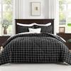 imageAndency Navy Grid Comforter Set Full Size 79x90 Inch 3 Pieces1 Grid Comforter and 2 Pillowcases Summer Lightweight Microfiber Down Alternative Navy Comforter with White LinesBlack