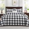 imageAndency Navy Grid Comforter Set Full Size 79x90 Inch 3 Pieces1 Grid Comforter and 2 Pillowcases Summer Lightweight Microfiber Down Alternative Navy Comforter with White LinesBlack  Grey  White