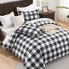 imageAndency Navy Grid Comforter Set Full Size 79x90 Inch 3 Pieces1 Grid Comforter and 2 Pillowcases Summer Lightweight Microfiber Down Alternative Navy Comforter with White LinesBlack  Grey  White