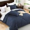 imageAndency Navy Grid Comforter Set Full Size 79x90 Inch 3 Pieces1 Grid Comforter and 2 Pillowcases Summer Lightweight Microfiber Down Alternative Navy Comforter with White LinesNavy
