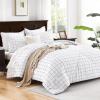 imageAndency Navy Grid Comforter Set Full Size 79x90 Inch 3 Pieces1 Grid Comforter and 2 Pillowcases Summer Lightweight Microfiber Down Alternative Navy Comforter with White LinesWhite
