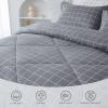 imageAndency Navy Grid Comforter Set Full Size 79x90 Inch 3 Pieces1 Grid Comforter and 2 Pillowcases Summer Lightweight Microfiber Down Alternative Navy Comforter with White LinesGrey