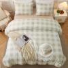 imageAndency Navy Grid Comforter Set Full Size 79x90 Inch 3 Pieces1 Grid Comforter and 2 Pillowcases Summer Lightweight Microfiber Down Alternative Navy Comforter with White LinesBeige