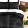imageAndency Navy Grid Comforter Set Full Size 79x90 Inch 3 Pieces1 Grid Comforter and 2 Pillowcases Summer Lightweight Microfiber Down Alternative Navy Comforter with White LinesBlack