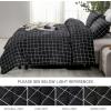imageAndency Navy Grid Comforter Set Full Size 79x90 Inch 3 Pieces1 Grid Comforter and 2 Pillowcases Summer Lightweight Microfiber Down Alternative Navy Comforter with White LinesBlack