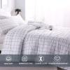 imageAndency Navy Grid Comforter Set Full Size 79x90 Inch 3 Pieces1 Grid Comforter and 2 Pillowcases Summer Lightweight Microfiber Down Alternative Navy Comforter with White LinesWhite