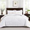 imageAndency Navy Grid Comforter Set Full Size 79x90 Inch 3 Pieces1 Grid Comforter and 2 Pillowcases Summer Lightweight Microfiber Down Alternative Navy Comforter with White LinesWhite