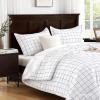 imageAndency Navy Grid Comforter Set Full Size 79x90 Inch 3 Pieces1 Grid Comforter and 2 Pillowcases Summer Lightweight Microfiber Down Alternative Navy Comforter with White LinesWhite