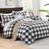 imageAndency Navy Grid Comforter Set Full Size 79x90 Inch 3 Pieces1 Grid Comforter and 2 Pillowcases Summer Lightweight Microfiber Down Alternative Navy Comforter with White LinesBlack  Grey  White