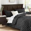 imageAndency Navy Grid Comforter Set Full Size 79x90 Inch 3 Pieces1 Grid Comforter and 2 Pillowcases Summer Lightweight Microfiber Down Alternative Navy Comforter with White LinesBlack