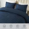 imageAndency Navy Grid Comforter Set Full Size 79x90 Inch 3 Pieces1 Grid Comforter and 2 Pillowcases Summer Lightweight Microfiber Down Alternative Navy Comforter with White LinesNavy