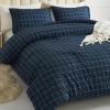imageAndency Navy Grid Comforter Set Full Size 79x90 Inch 3 Pieces1 Grid Comforter and 2 Pillowcases Summer Lightweight Microfiber Down Alternative Navy Comforter with White LinesNavy