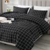 imageAndency Navy Grid Comforter Set Full Size 79x90 Inch 3 Pieces1 Grid Comforter and 2 Pillowcases Summer Lightweight Microfiber Down Alternative Navy Comforter with White LinesBlack