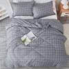 imageAndency Navy Grid Comforter Set Full Size 79x90 Inch 3 Pieces1 Grid Comforter and 2 Pillowcases Summer Lightweight Microfiber Down Alternative Navy Comforter with White LinesGrey