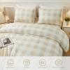 imageAndency Navy Grid Comforter Set Full Size 79x90 Inch 3 Pieces1 Grid Comforter and 2 Pillowcases Summer Lightweight Microfiber Down Alternative Navy Comforter with White LinesBeige