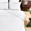 imageAndency Navy Grid Comforter Set Full Size 79x90 Inch 3 Pieces1 Grid Comforter and 2 Pillowcases Summer Lightweight Microfiber Down Alternative Navy Comforter with White LinesWhite