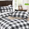 imageAndency Navy Grid Comforter Set Full Size 79x90 Inch 3 Pieces1 Grid Comforter and 2 Pillowcases Summer Lightweight Microfiber Down Alternative Navy Comforter with White LinesBlack  Grey  White