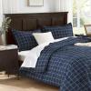imageAndency Navy Grid Comforter Set Full Size 79x90 Inch 3 Pieces1 Grid Comforter and 2 Pillowcases Summer Lightweight Microfiber Down Alternative Navy Comforter with White LinesNavy