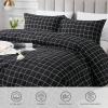 imageAndency Navy Grid Comforter Set Full Size 79x90 Inch 3 Pieces1 Grid Comforter and 2 Pillowcases Summer Lightweight Microfiber Down Alternative Navy Comforter with White LinesBlack