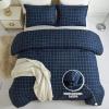 imageAndency Navy Grid Comforter Set Full Size 79x90 Inch 3 Pieces1 Grid Comforter and 2 Pillowcases Summer Lightweight Microfiber Down Alternative Navy Comforter with White LinesNavy