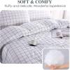 imageAndency Navy Grid Comforter Set Full Size 79x90 Inch 3 Pieces1 Grid Comforter and 2 Pillowcases Summer Lightweight Microfiber Down Alternative Navy Comforter with White LinesWhite