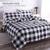 imageAndency Navy Grid Comforter Set Full Size 79x90 Inch 3 Pieces1 Grid Comforter and 2 Pillowcases Summer Lightweight Microfiber Down Alternative Navy Comforter with White LinesBlack  Grey  White