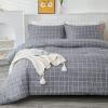 imageAndency Navy Grid Comforter Set Full Size 79x90 Inch 3 Pieces1 Grid Comforter and 2 Pillowcases Summer Lightweight Microfiber Down Alternative Navy Comforter with White LinesGrey