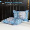 imageAndency Paisley Queen Size Comforter Set Blue  Soft Microfiber Comforter Sets 3 Pieces 90  90Inch Elegant Vintage Paisley Bed Set
