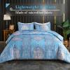 imageAndency Paisley Queen Size Comforter Set Blue  Soft Microfiber Comforter Sets 3 Pieces 90  90Inch Elegant Vintage Paisley Bed Set
