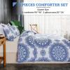 imageAndency Paisley Queen Size Comforter Set Navy  Medallion Damask Comforter Set 3 Pieces 90  90Inch Elegant Vintage Paisley Bed Set