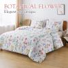 imageAndency Pink Floral Comforter Set Queen Size 90x90 Inch 3 Pieces Reversible Plant Flower Printed Bed in a Bag Lightweight Soft Microfiber Comforter Bedding Set with Corner Loops